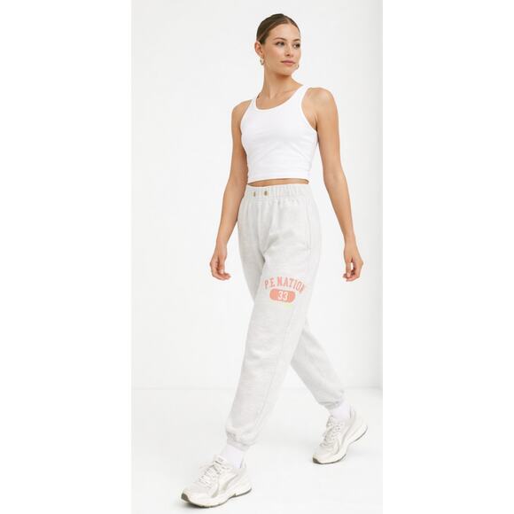 P.E Nation Pants - P.E Nation Gray Logo Sweatpants Joggers Organic Cotton Athleisure Large